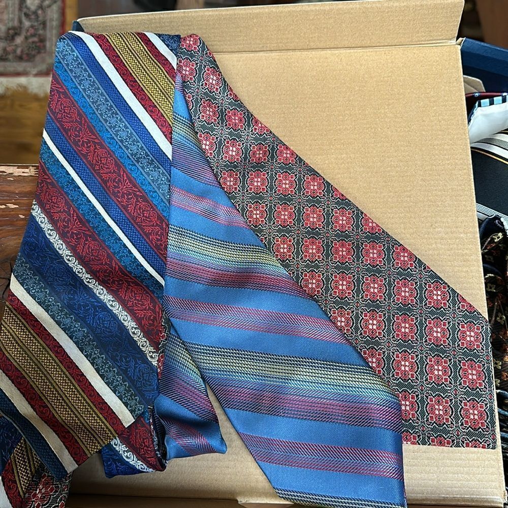 3 Vintage Trevira Polyester 1970s wide neck ties